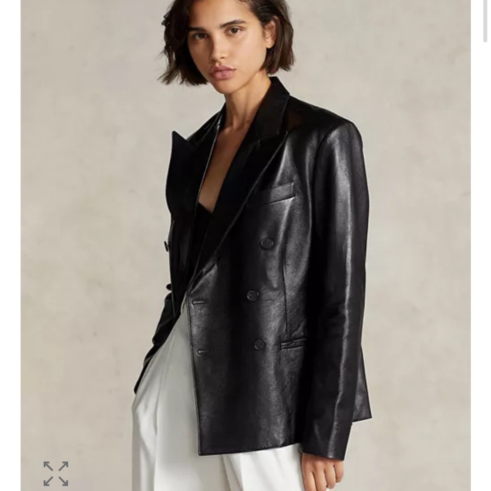 NWT Ralph Lauren Leather Double Breasted Blazer